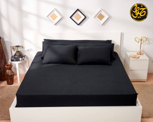 طقم ملاية استيك سادة قطن - 3 قطع (1 ملايه - 1 مخدة - 1 خدادية)